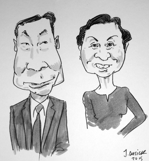live caricaturist asian wedding guest drawing
