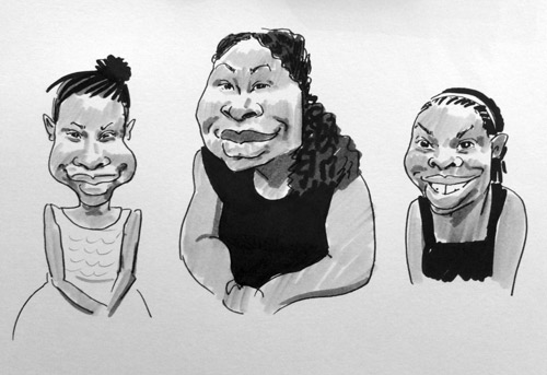 black/afro-carribean live caricature drawing, Telford, Shropshire