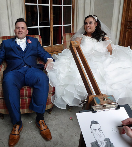 live caricaturist drawing bride and groom in Berkhamsted