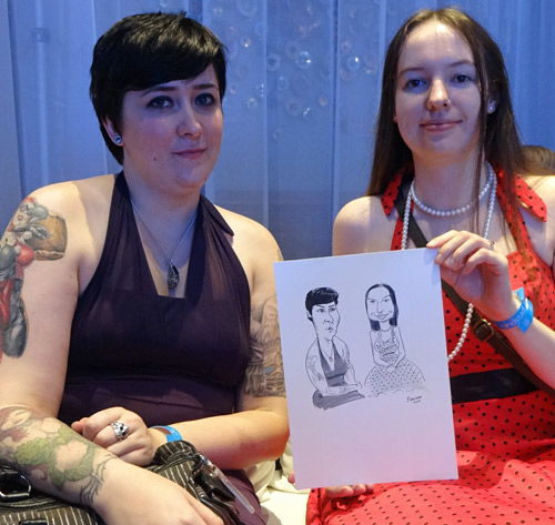 guests with caricature drawing-midlands caricaturist at birmingham hilton