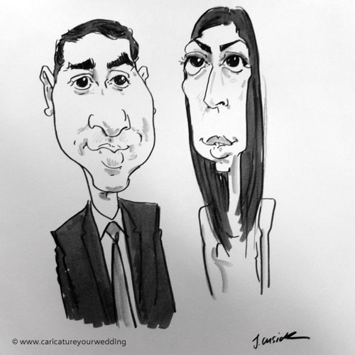 indian wedding live caricature drawing of guests, wolverhampton
