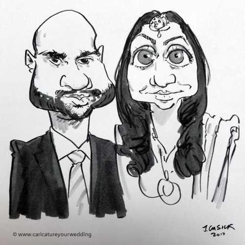 drawing by live caricaturist at indian wedding west midlands