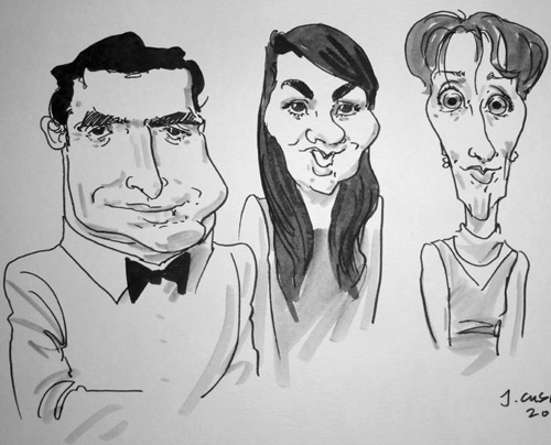 drawings of christmas party guests by live caricaturist in Leicester