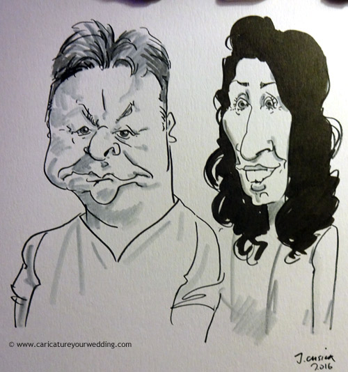 live caricaturist drawing of wedding guests in ashbourne derbyshire