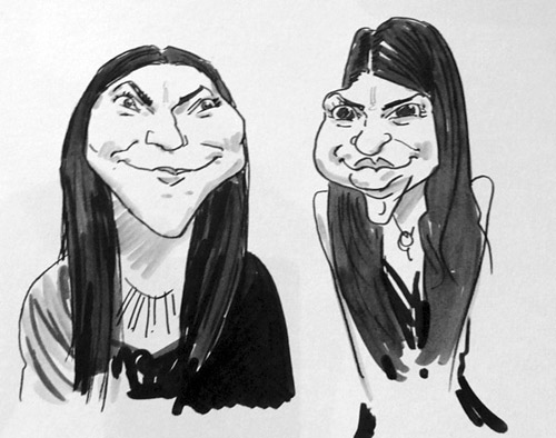 indian wedding guest live caricature drawing, west midlands
