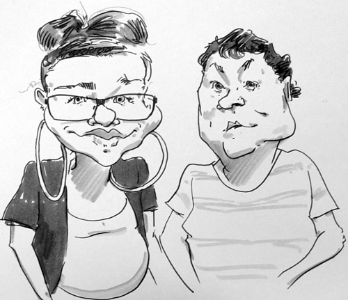 live caricature drawing of guests at manchester baby shower
