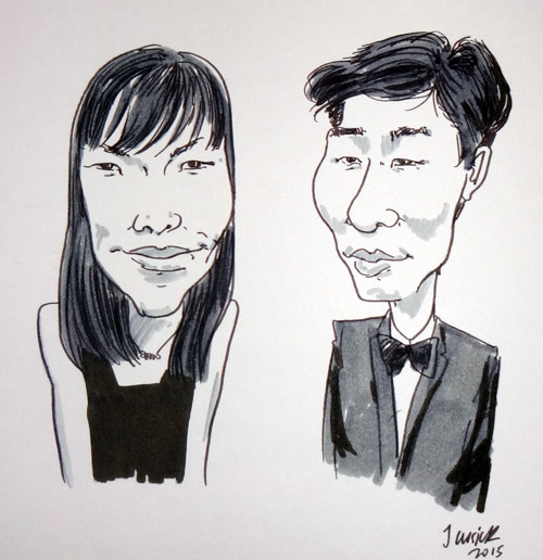 asian wedding guest caricaturist