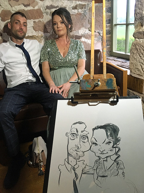 wedding guest caricature, the ashes, peak district