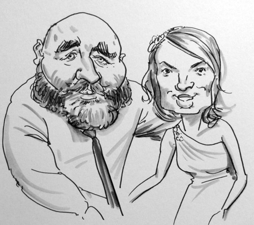 caricature drawing of guests in wolverhampton