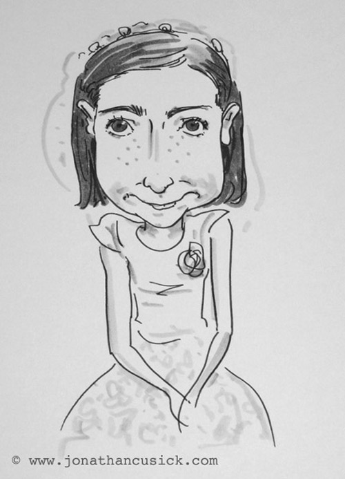drawing by live caricaturist of wedding guest, hereford