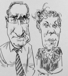 live caricature drawing of guests at a wedding in worcester